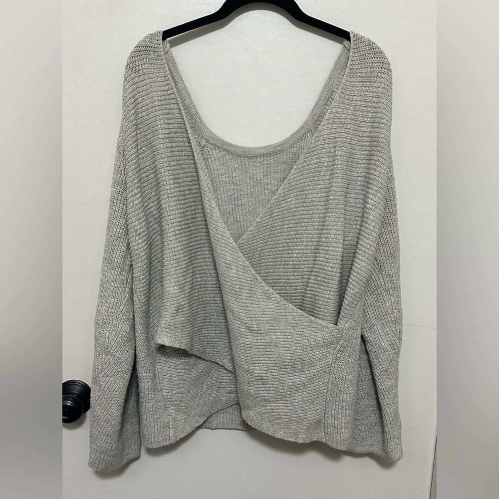 Soft Aerie Sweater with Crisscross Back - Gray - Picture 6 of 9